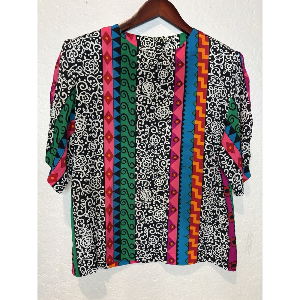 Vintage Breckenridge Women's Blouse, Shoulder Pads, Multicolor, Size Medium/8
